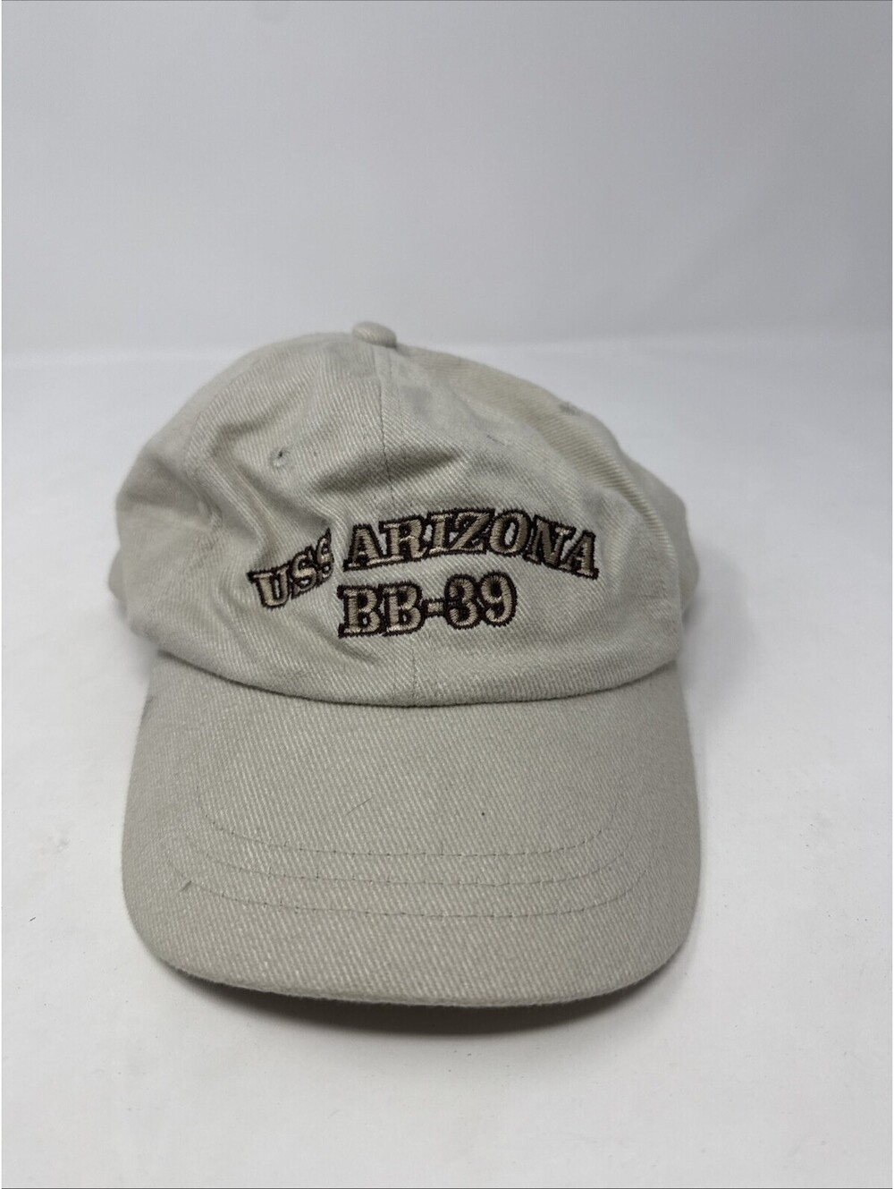 USS ARIZONA BB-39 BATTLESHIP Tan Strapback Baseball Cap Hat